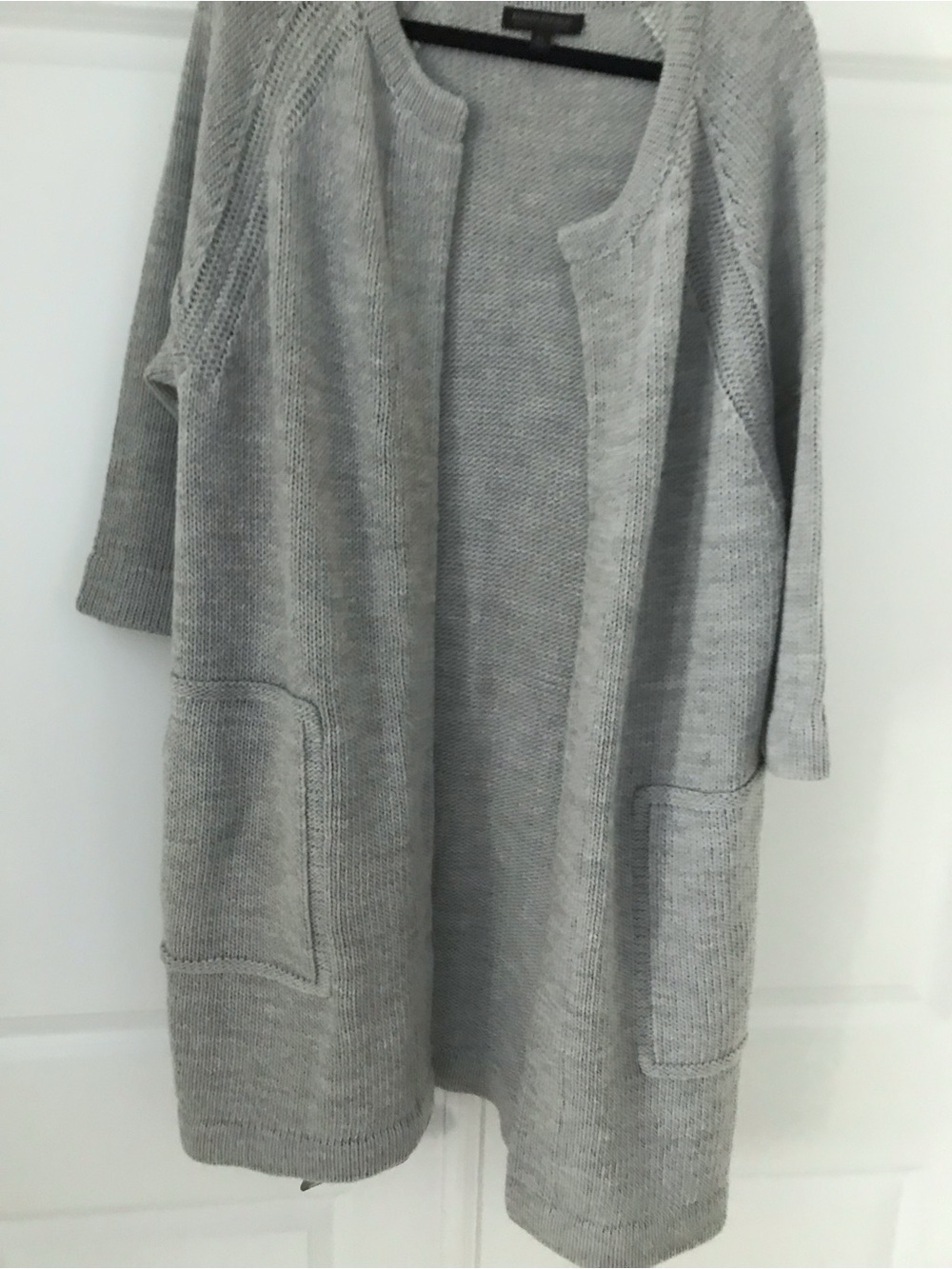 Banana Republic Light Gray Open-Front Knit Cardigan